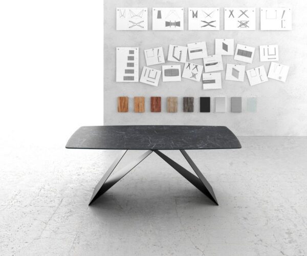 Jedálenský stôl Edge oválny tvar 200x100 cm Laminam® keramika Nero – Obrázok 2