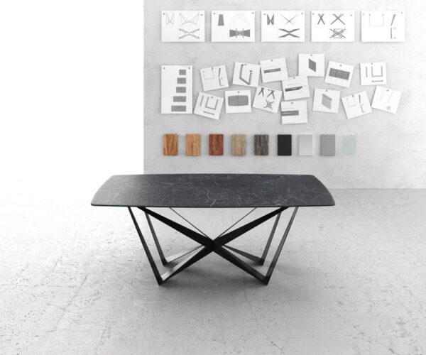 Jedálenský stôl Edge oválny tvar 200x100 cm Laminam® keramika Nero – Obrázok 2