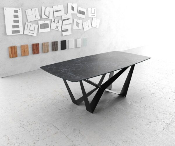 Jedálenský stôl Edge oválny tvar 200x100 cm Laminam® keramika Nero