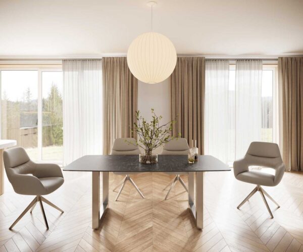 Jedálenský stôl Edge oválny tvar 200x100 keramika Laminam® Nero Greco – Obrázok 2