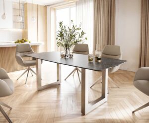 Jedálenský stôl Edge oválny tvar 200x100 keramika Laminam® Nero Greco