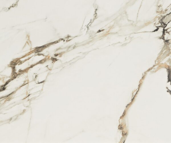 Jedálenský stôl Edge zaoblený 200x100 keramika Calacatta Luxe bielo – Obrázok 3