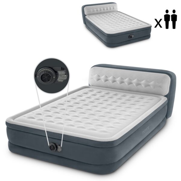 Nafukovací matrac s automatickou pumpou DELUXE sivá