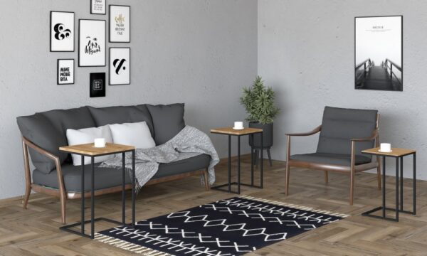 Sada odkladacích stolíkov (3 kusy) Stoli - Black, Oud – Obrázok 3