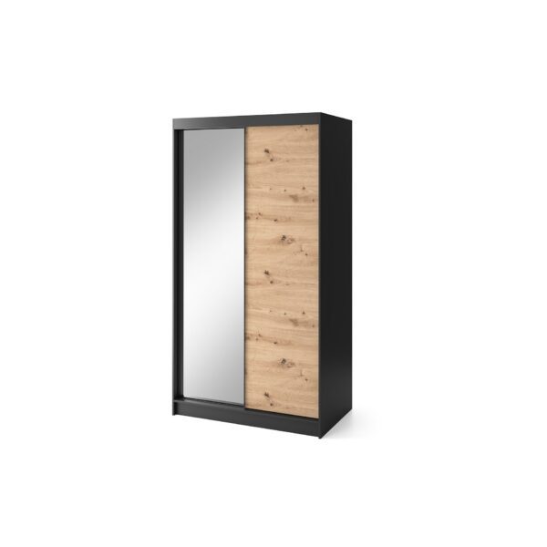 Šatníková skriňa Esville so zrkadlom 120 cm dub Artisan/čierna
