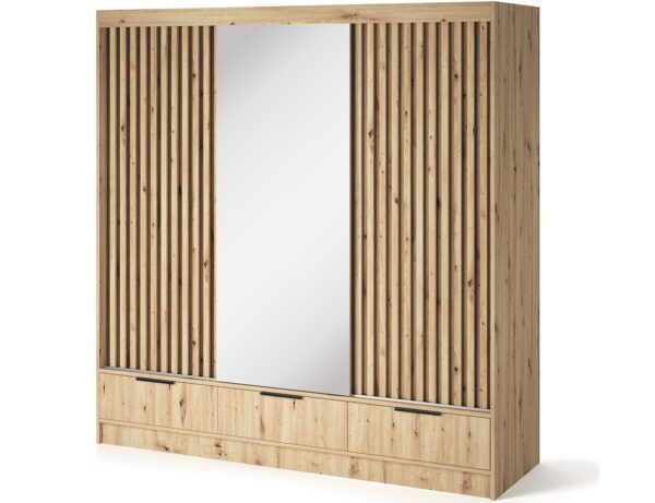 Šatníková skriňa Voodi so zrkadlom 180 cm dub Artisan
