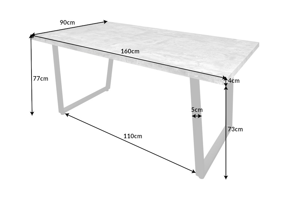 Jedálenský stôl LADON betón Dekorhome – Obrázok 3