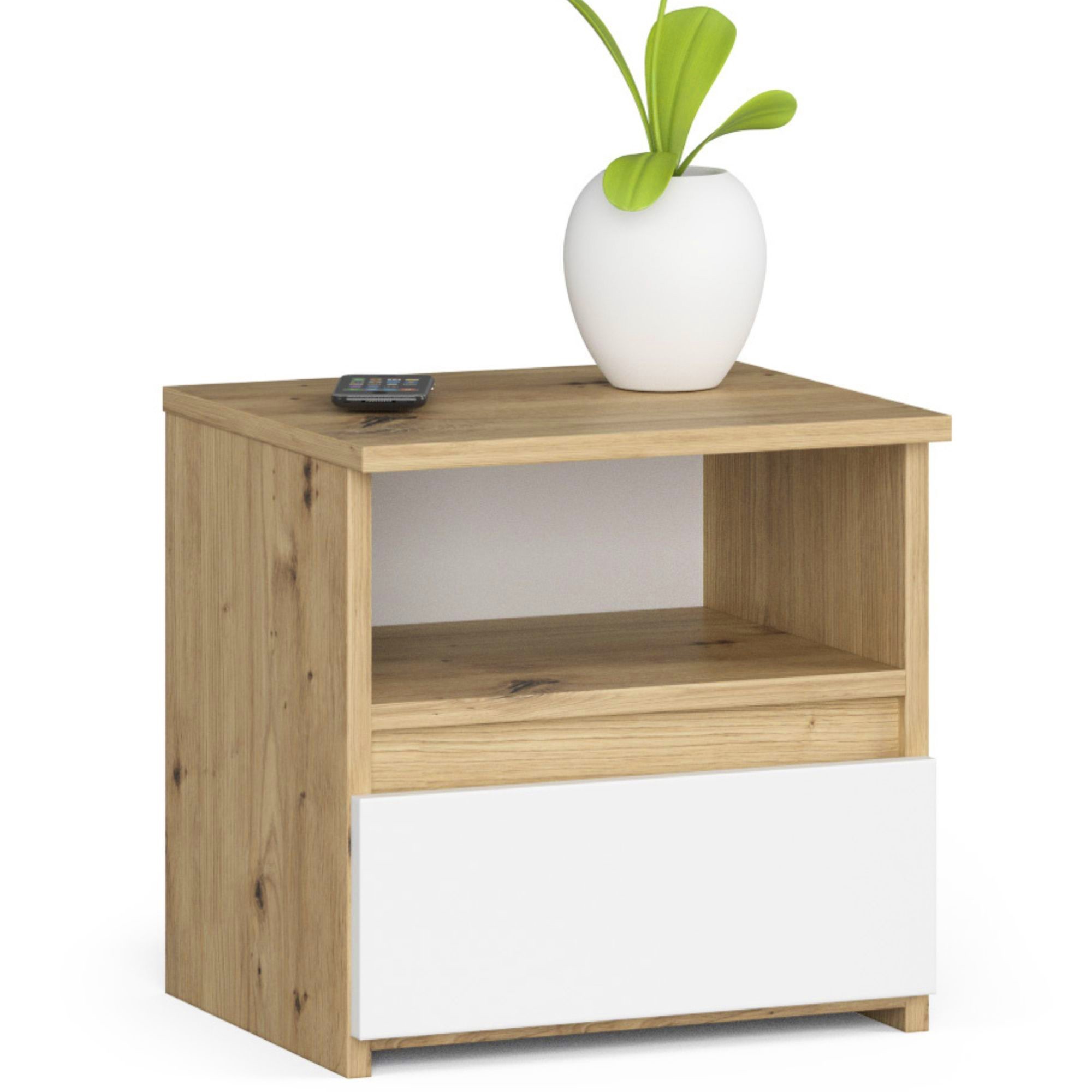 Nočný stolík CL1 40 cm dub artisan/biely