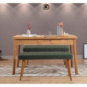 Jedálenský set s rozkladacím stolom a lavicou (3 kusy) Santiago 1070 - Atlantic Pine