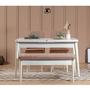 Jedálenský set s rozkladacím stolom a stoličkami (4 kusy) Vina 0900 - White Stone