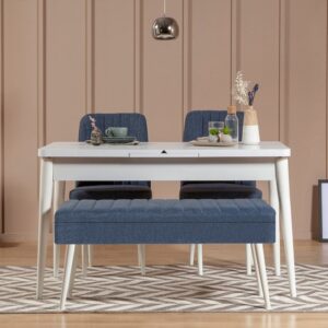 Jedálenský set s rozkladacím stolom a stoličkami (4 kusy) Vina 1048 - 3 - White