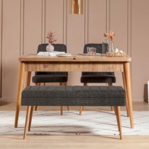 Jedálenský set s rozkladacím stolom a stoličkami (4 kusy) Vina 1053 - 3 - Anthracite
