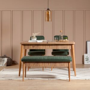 Jedálenský set s rozkladacím stolom a stoličkami (4 kusy) Vina 1070 - Green