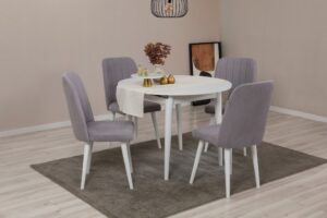 Jedálenský set s rozkladacím stolom a stoličkami (5 kusov) Vina 0701 - White