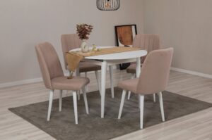 Jedálenský set s rozkladacím stolom a stoličkami (5 kusov) Vina 0900 - White