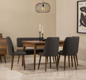Jedálenský set s rozkladacím stolom a stoličkami (6 kusov) Vina - Walnut