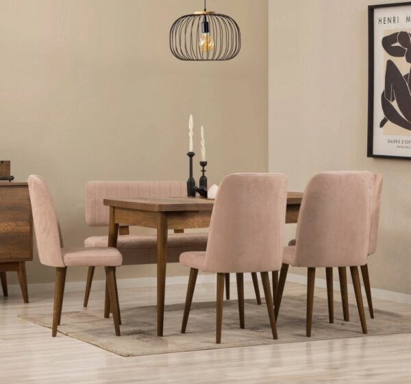 Jedálenský set s rozkladacím stolom a stoličkami (6 kusov) Vina - Walnut