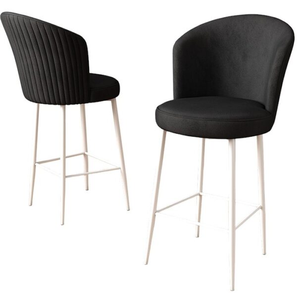 Bar Stool Set (2 Pieces) Fora - Black, White – Obrázok 4