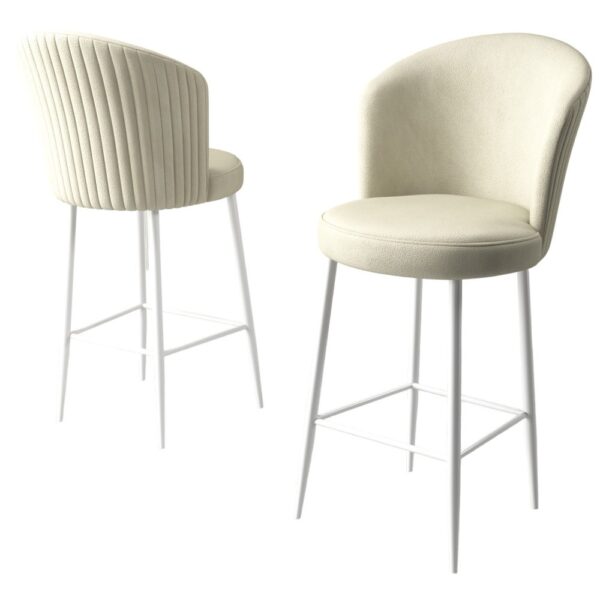 Bar Stool Set (2 Pieces) Fora - Cream, White – Obrázok 4