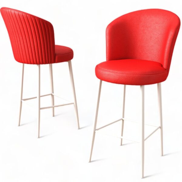 Bar Stool Set (6 Pieces) Uras - Red, White – Obrázok 4