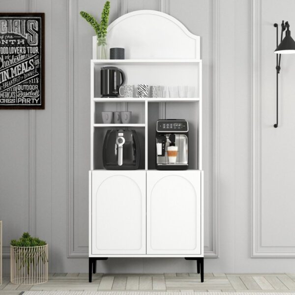 Coffee Bar Cabinet Lyon 80 - White, Black – Obrázok 4