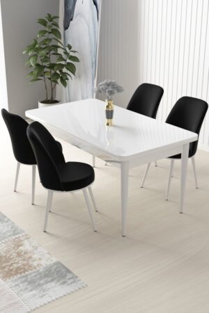 Dining Table & Chairs Set (5 Pieces) Nil - White