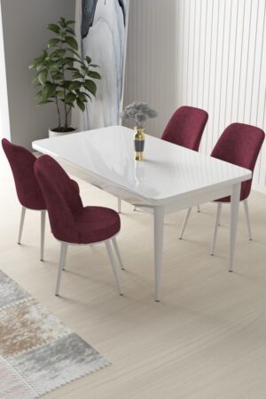 Dining Table & Chairs Set (5 Pieces) Nil - White