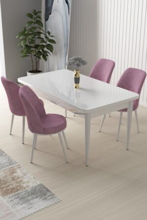 Dining Table & Chairs Set (5 Pieces) Nil - White