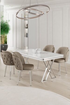 Dining Table & Chairs Set (5 Pieces) Rigel - White