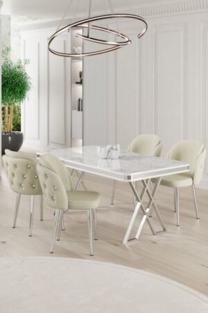 Dining Table & Chairs Set (5 Pieces) Rigel - White