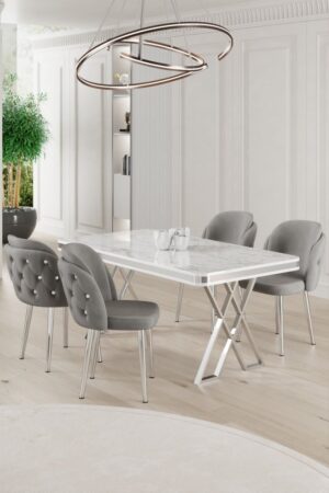 Dining Table & Chairs Set (5 Pieces) Rigel - White