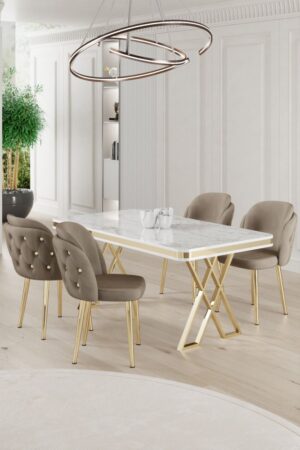Dining Table & Chairs Set (5 Pieces) Rigel - White