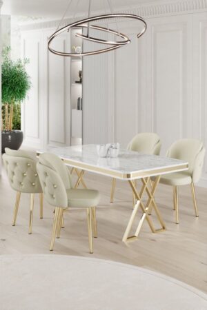 Dining Table & Chairs Set (5 Pieces) Rigel - White