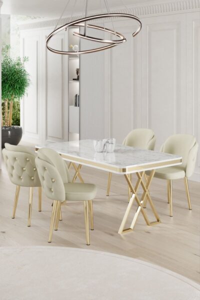 Dining Table & Chairs Set (5 Pieces) Rigel - White