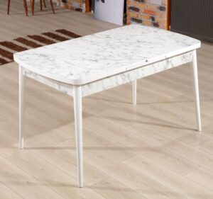 Extendable Dining Table Carrara - White