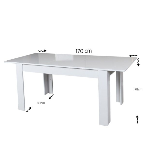 Extendable Dining Table Oblo - Shiny White – Obrázok 2