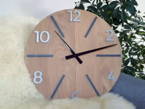 Drevené nástenné hodiny Aksel 60 cm dub prírodný/čierny/šedý