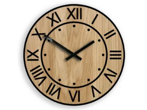 Drevené nástenné hodiny Artur 33 cm dub prírodný/čierny