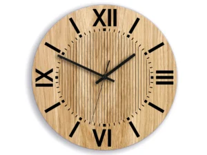 Drevené nástenné hodiny Santiago 33 cm dub prírodný/čierny