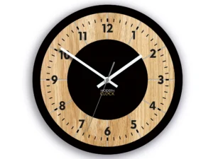 Drevené nástenné hodiny Tokio 33 cm dub prírodný/čierny