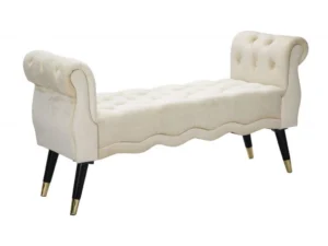 Lavica Paris 120 cm zamat béžová/zlatá
