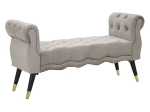 Lavica Paris 120 cm zamat šedá/zlatá