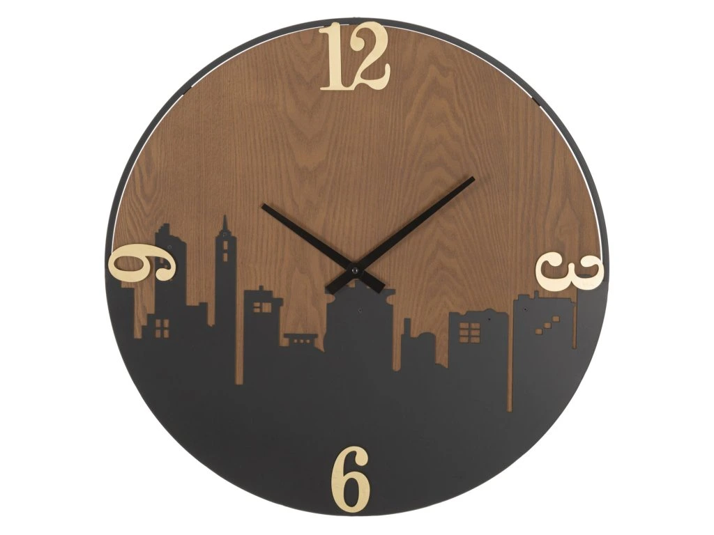 Nástenné hodiny City 60 cm hnedé/čierne