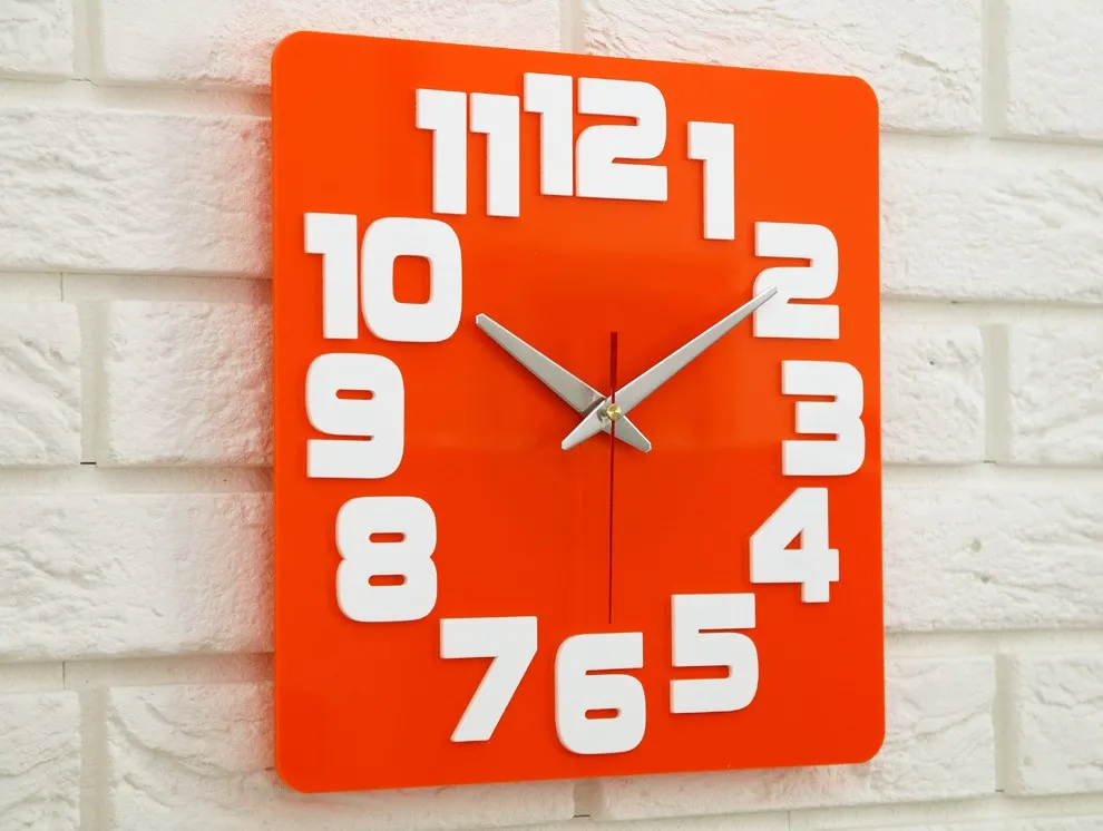Nástenné hodiny Logic 30 cm biele/oranžové