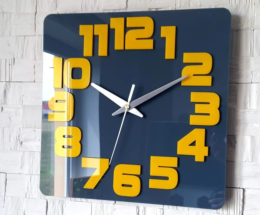 Nástenné hodiny Logic 30 cm šedé/žlté