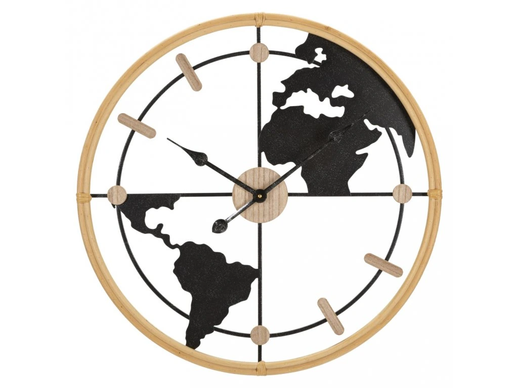 Nástenné hodiny World 60 cm čierne/hnedé