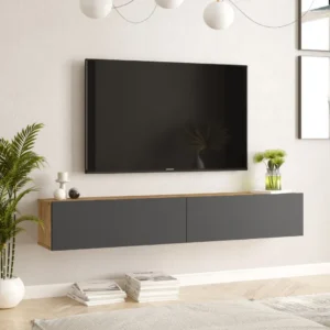 Závesný TV stolík Houseland Flipo borovica Atlantic/antracitový sivý