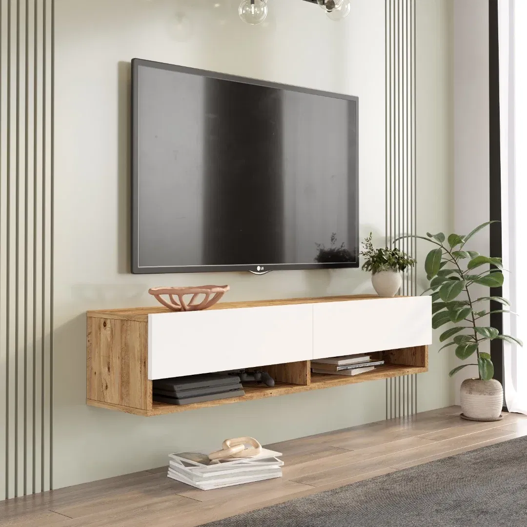 Závesný televízny stolík Houseland Felicia borovica Atlantic/biely
