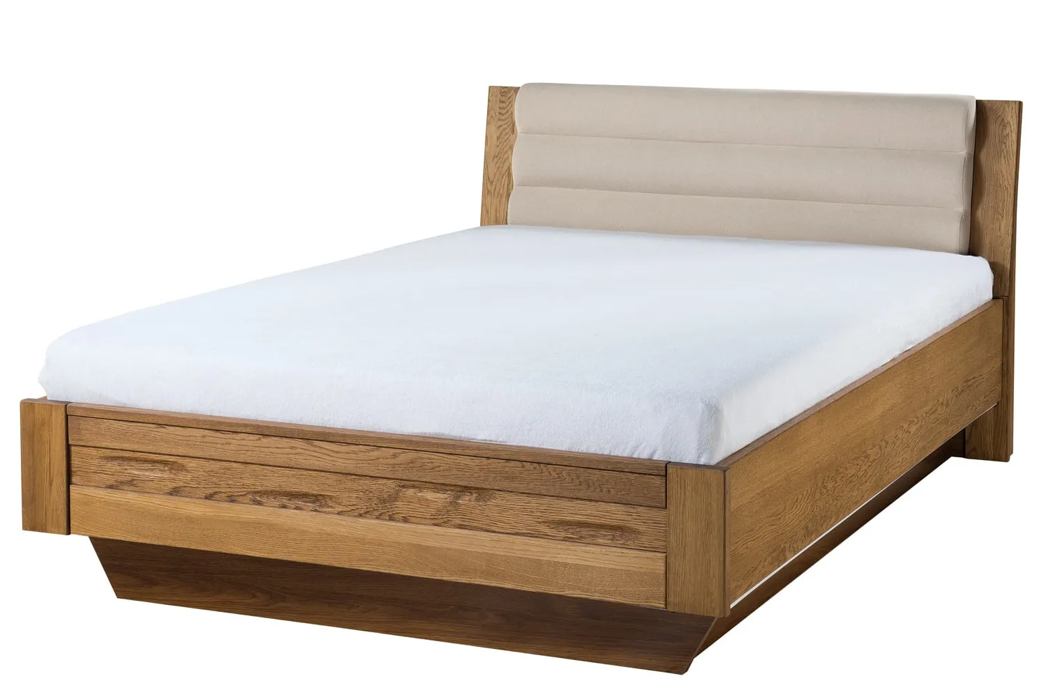 Dvoulůžková postel Velvet II 74 140x200 z masivu s LED osvětlením a roštem dub Rustikal/béžová