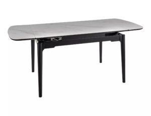 Jedálenský rozkladací stôl Sento 120/180 cm keramika biely mramor/čierny